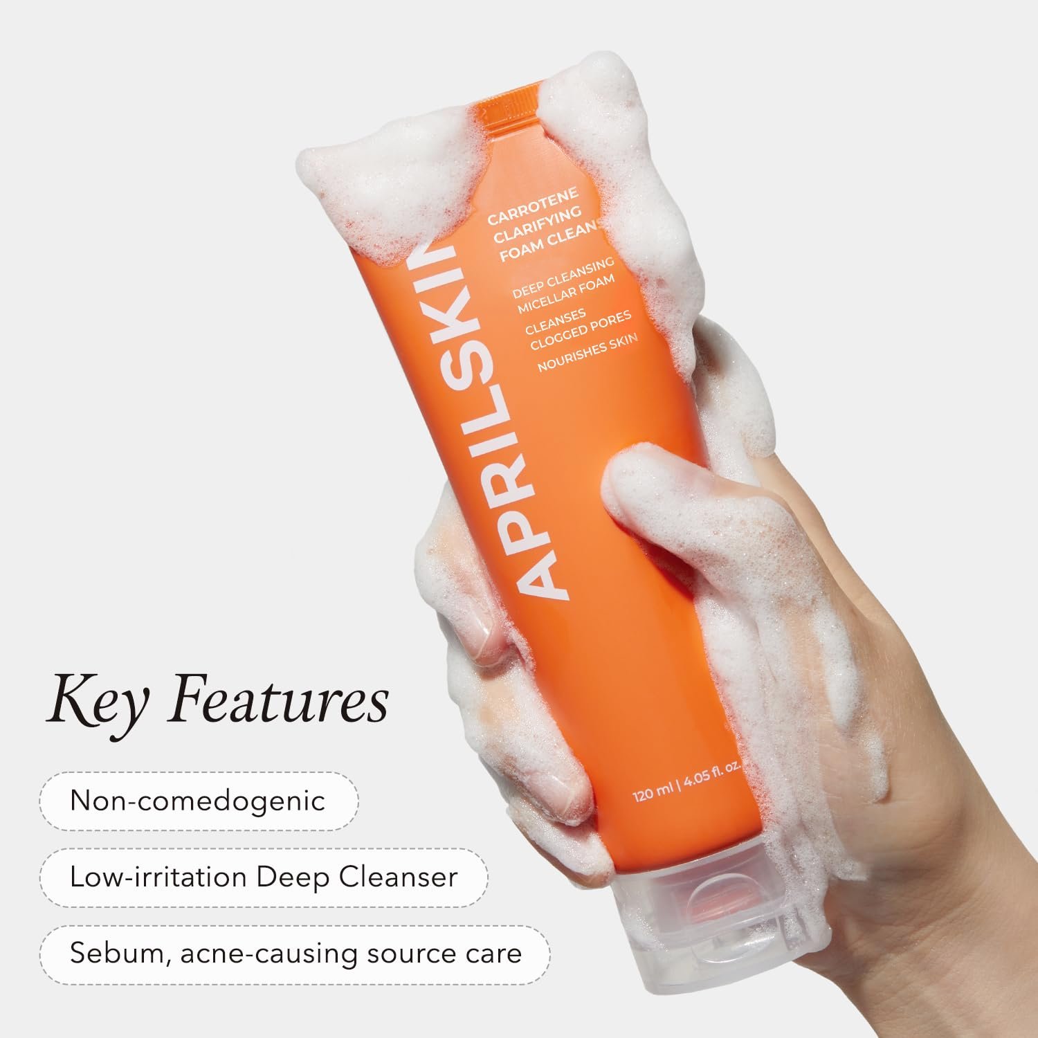 APRILSKIN Real Carrotene Acne Foam Cleanser (120ml) - Image 4
